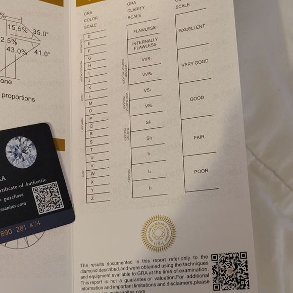 1.6cw 3cttw Certified vvs1 color D 6mm Round moissonite diamond studs - Picture 13 of 16